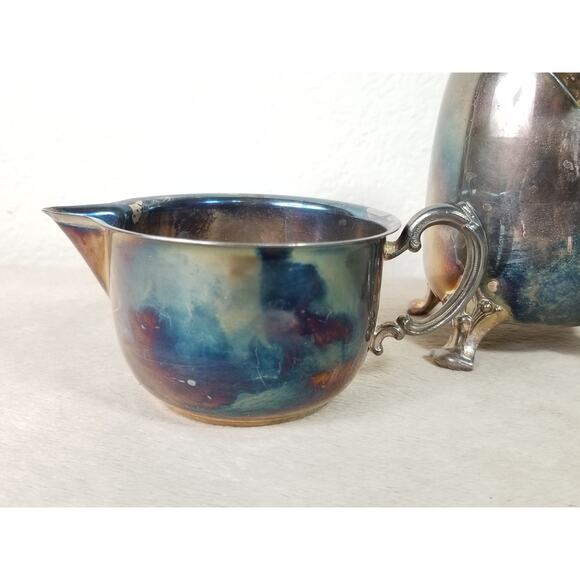 Sheridan Silverplate Sugar Bowl Creamer Coffee Pourer Vintage Collectible - Picture 3 of 15